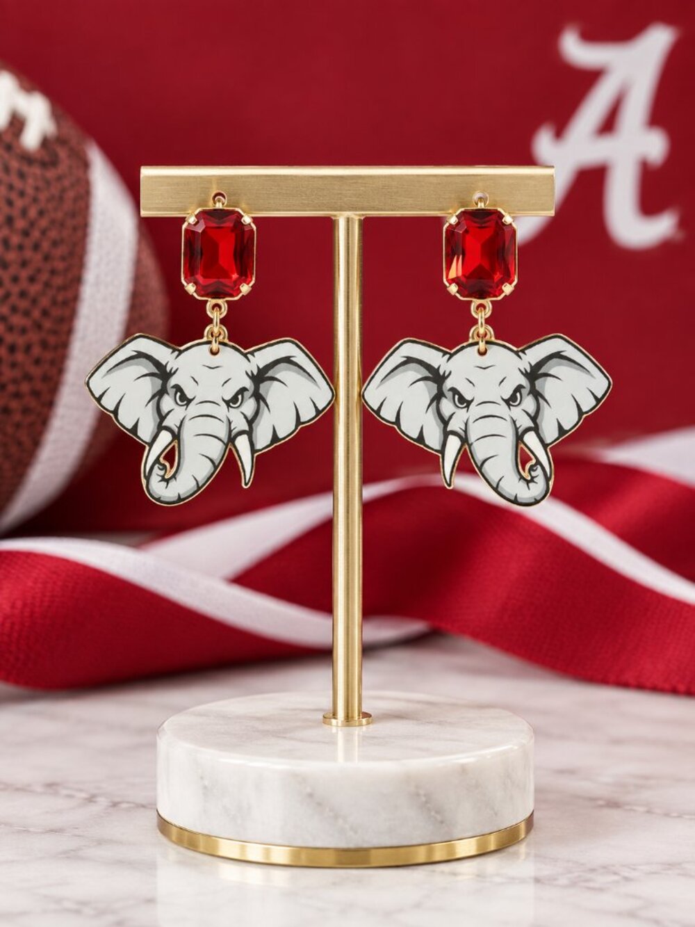 University of Alabama College Football Roll Tide Elephant Mascot Earrings